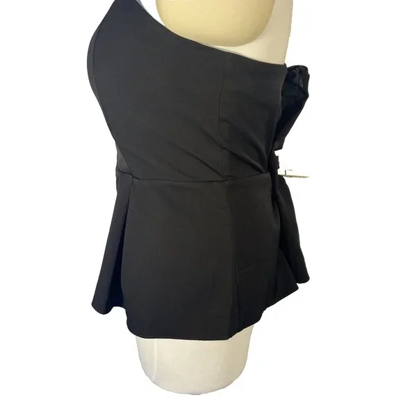 City Chic Black Strapless Peplum Top Womens Size 22W Zip Back Sweetheart - Picture 5 of 16